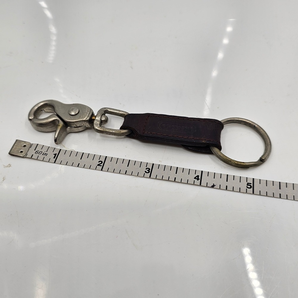 Vintage Coach Leather Keychain Swivel Lobster Clasp Belt Loop Fob Brown